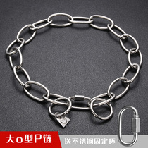 Dog neck ring stainless steel P chain large O-type dog chain gold wool dog with large dog chain sub-German Shepherd collar Horse dog neck