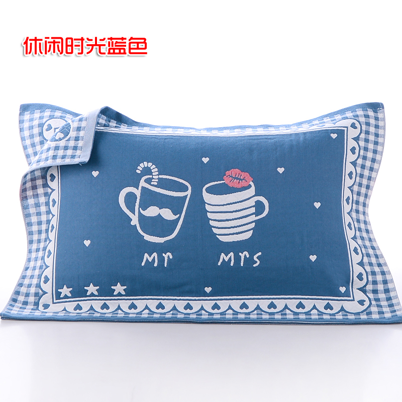 Khăn gối cotton gạc chính hãng Cao cấp mềm mại và thoải mái cho người lớn bốn mùa Khăn gối châu Âu một đôi vỏ gối nằm