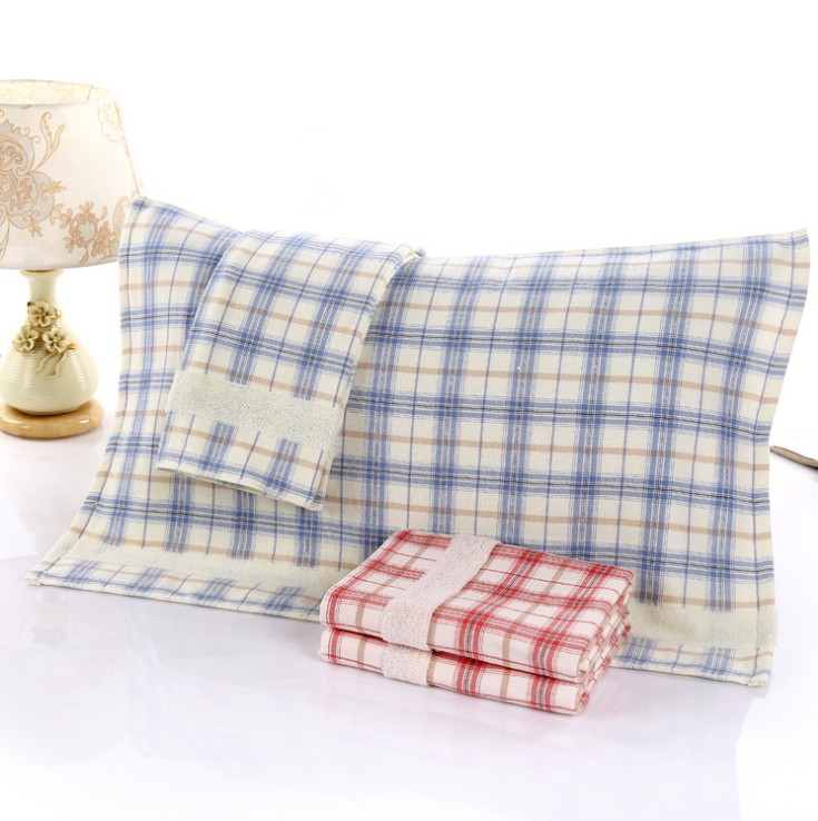 Đơn giản và thanh lịch mục vụ gối kẻ sọc bông bao gồm một bên gối gạc vài phụ terry khăn mô hình hai mặt - Khăn gối khăn trải gối