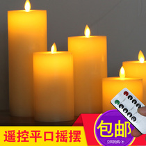 Flat mouth remote control LED electronic candle light swing flame simulation paraffin fake candle wedding romantic confession guide way