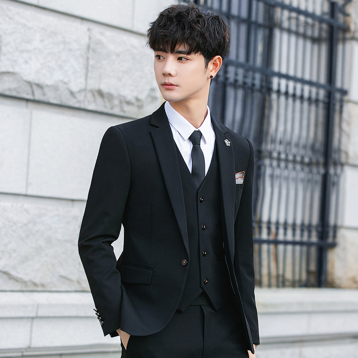 Casual phù hợp với những người đàn ông nhỏ Hàn Quốc phiên bản của bộ kinh doanh phù hợp với áo khoác một mảnh xu hướng thân áo khoác đẹp trai