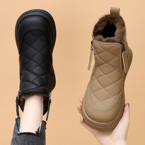 Fashionable Snow Boots for Women, 2026 New Model, Winter Versatile Flat Cotton Shoes, Fleece-Lined, Thickened, Non-Slip, Warm Boots
