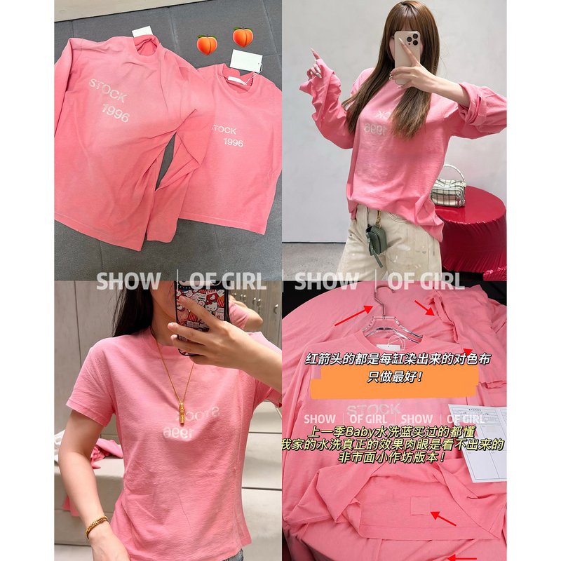 Show of Girl 26Ss Summer Peach! 1996 Letter Print Slim Fit T-Shirt Short Sleeve/Long Sleeve Women's Show of Girl 26Ss Summer Peach! 1996 Letter Print Slim Fit T-Shirt Short Sleeve/Long Sleeve Women's