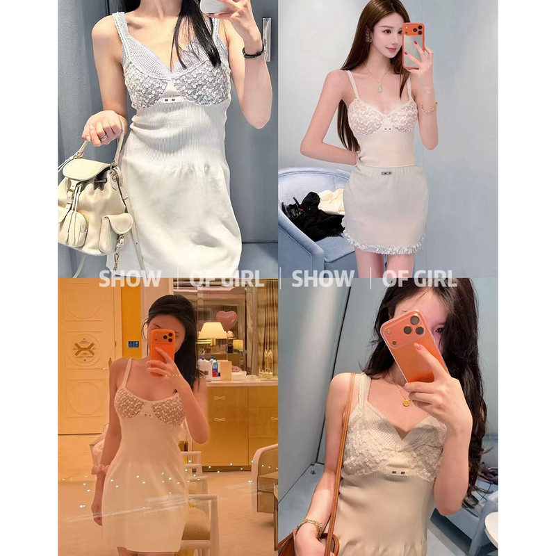 Show of Girl 26Ss Light Gauze Sweet Style! Hollow-Out Floral Patchwork Lace-Trimmed Camisole/Dress Show of Girl 26Ss Light Gauze Sweet Style! Hollow-Out Floral Patchwork Lace-Trimmed Camisole/Dress
