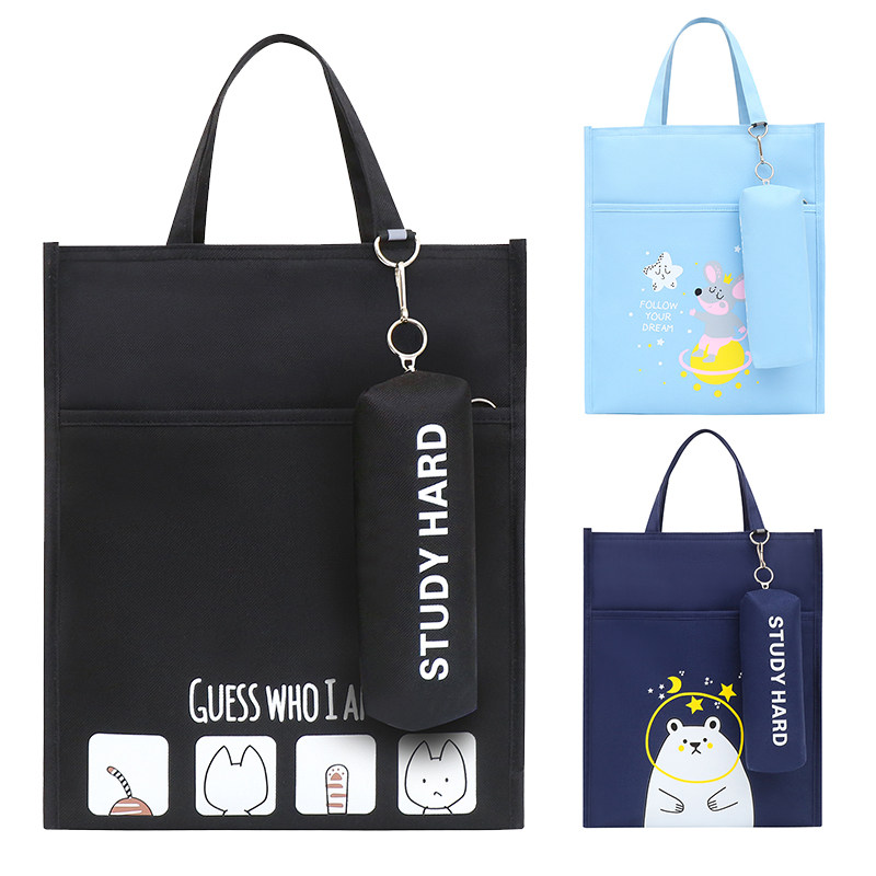 Hand carrying book bag File bag Handbags Canvas Elementary School Students With Fine Arts Supplements Tutorial Middle School Students Han Edition Supplementary School Kits