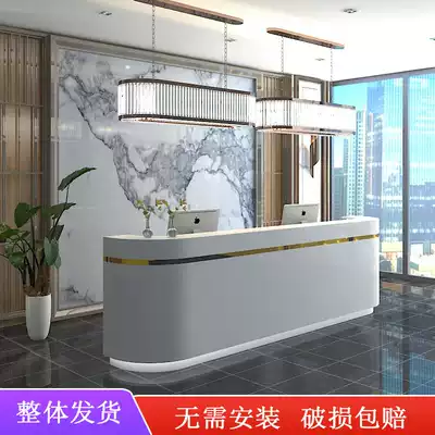 Customized company front desk reception desk modern simple paint curved service desk creative beauty salon bar cashier counter
