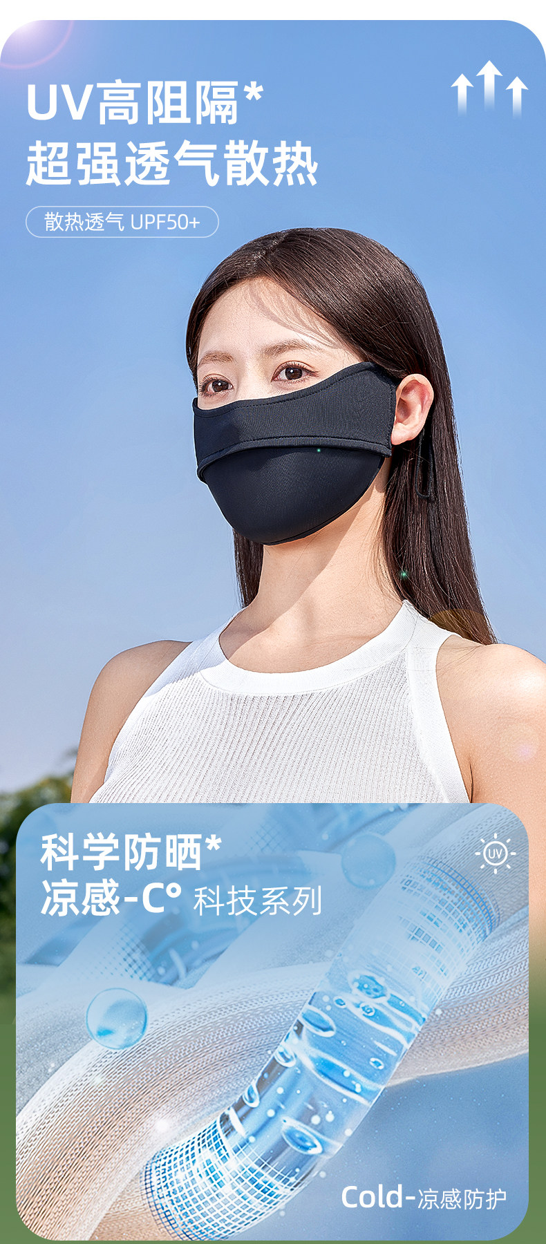 Bonas 宝娜斯1985 全面遮光护眼角 UPF50+ 冰丝防晒口罩*2件 双重优惠折后￥19.9包邮（拍2件）多色可选