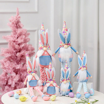 Christmas doll desktop decoration new Easter decorations telescopic round hat Valentine's Day plush doll gift