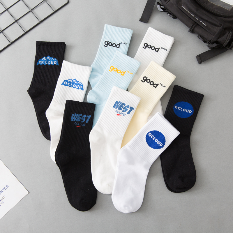 Socks Men's Tube Socks Ins Trend Personality Street Letters Stockings Couple Models Versatile European and American Hip-Hop Trendy Socks Men