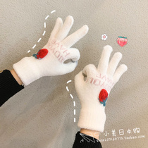 Japanese GP Official Net Cute Glove Couple Universal touch screen plus suede thickened autumn winter warm and cold cotton female