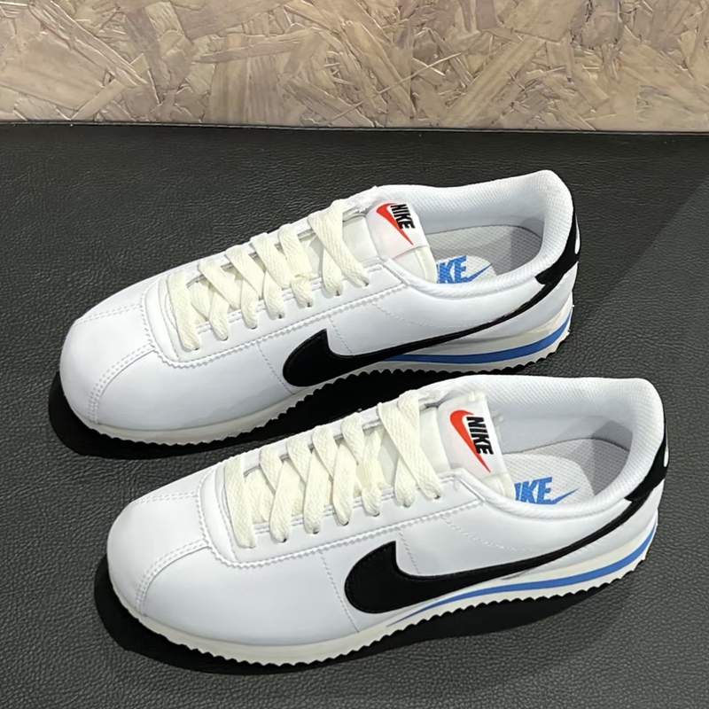 Nike Cortez Comfortable and Versatile Low-Top Commuter Running Shoes for Women in White, Black and Blue Dn1791-100 Nike Cortez Comfortable and Versatile Low-Top Commuter Running Shoes for Women in White, Black and Blue Dn1791-100