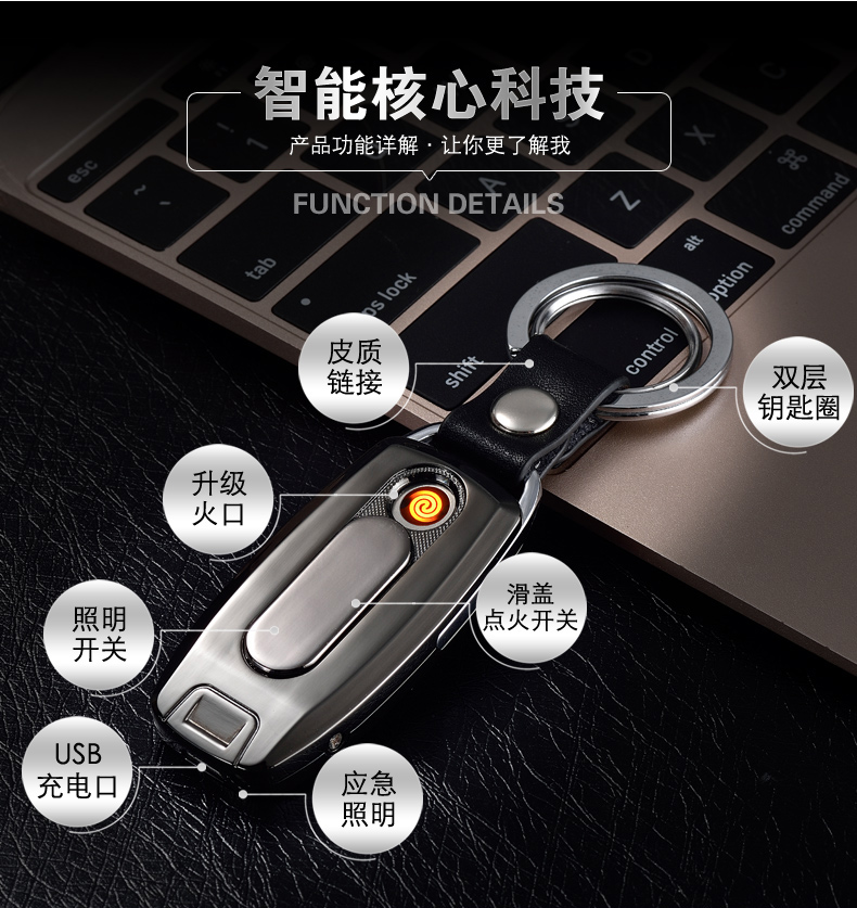Mới tùy chỉnh sạc nhẹ giấy phép sáng tạo tấm chìa khóa chuỗi thuốc lá nhẹ hơn gió cá tính chữ quà tặng sinh nhật nam bật lửa cổ