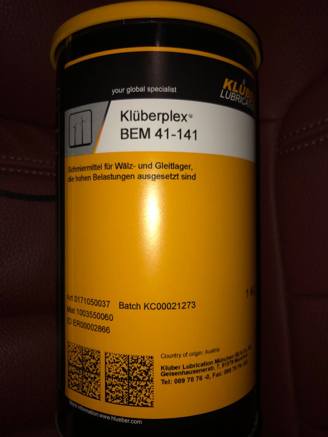 Kluber BEM41-141 41-132 S BEM34-131N ventilator force reactance vibration bearing grease