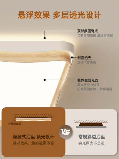中山2026新款全光谱客厅灯现代简约大气led吸顶灯原木奶油风灯具