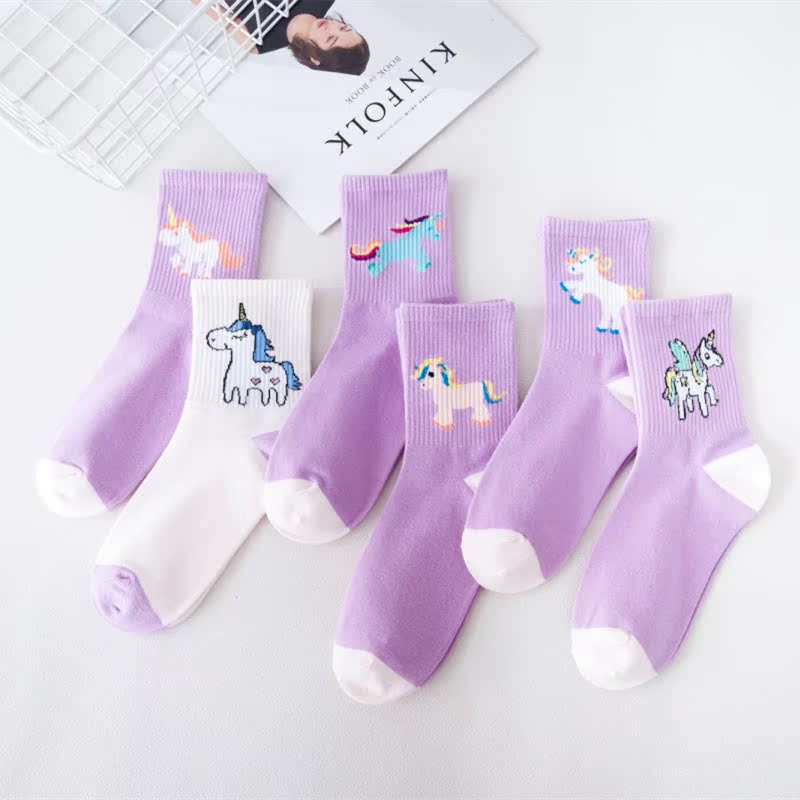 Màu đỏ kỳ lân trong vớ ống nữ mùa thu mới đường phố thương hiệu cá tính vớ cotton thể thao nữ vớ in bán vớ các loại