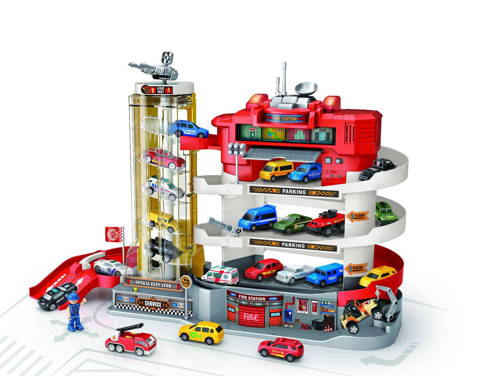 New Weifeng Electric Rail Car City Police Fire Parking Building Children's Young Toys