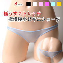 (Old Customers Customizable) Half Hip Perspective Ice Silk Tight One Piece Low Waist Underpants Triangle Pants Racing High Girl