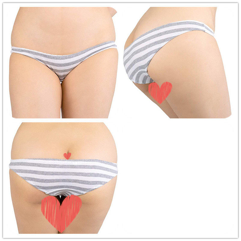 Private custom tight-fitting striped hatsune wide stripes simple full hips exposed ditch triangle panties race high girl