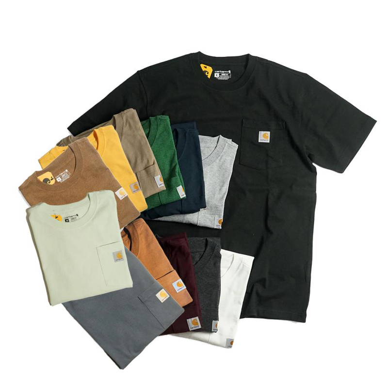 Carhartt Short-Sleeve K87 Basic T-Shirt Unisex Workwear Versatile Spring and Summer All-Season Base Layer with Pockets for Men and Women Carhartt Short-Sleeve K87 Basic T-Shirt Unisex Workwear Versatile Spring and Summer All-Season Base Layer with Pockets for Men and Women