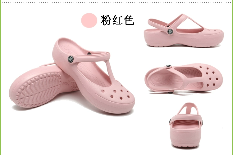 2024 Mới Retro Mary Jane Crocs Y Tá Chuyên Nghiệp Giày Sandal Nữ Chống Trơn Trượt Giày Đi Biển Dày Jelly Giày