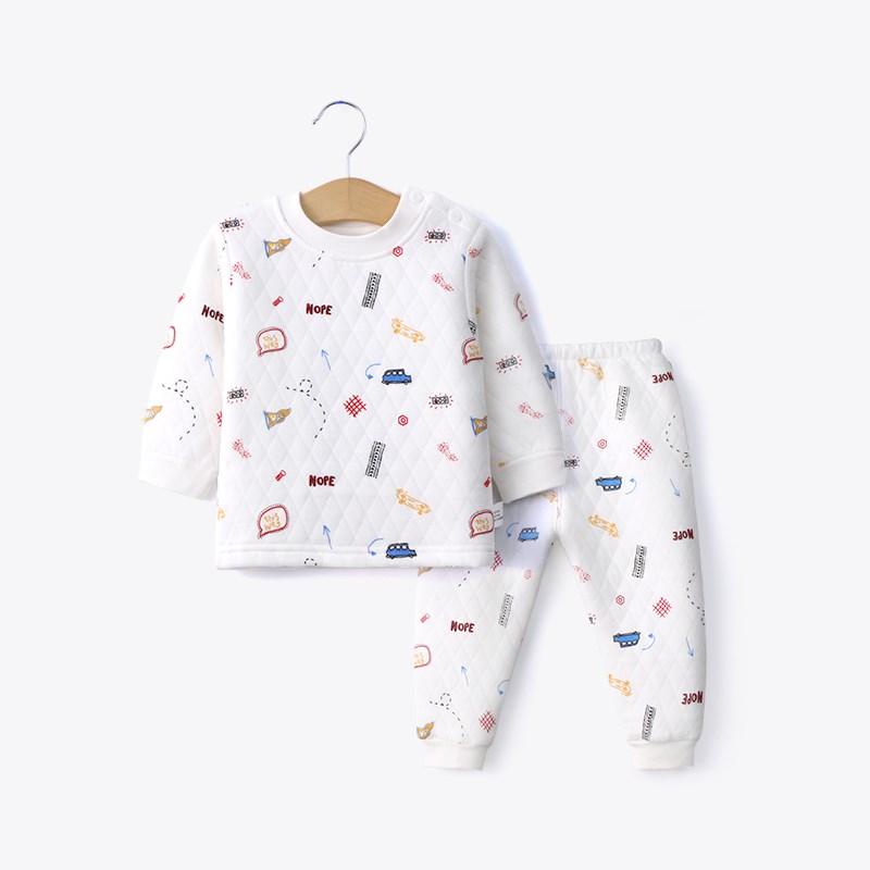 Bộ đồ mùa thu cho bé mùa đông và bộ đồ cotton ấm áp cho bé trai 3 bộ đồ lót 1 tuổi 0 trẻ em 3 bộ đồ ngủ bằng vải bông - Quần áo lót cửa hàng quần áo trẻ em