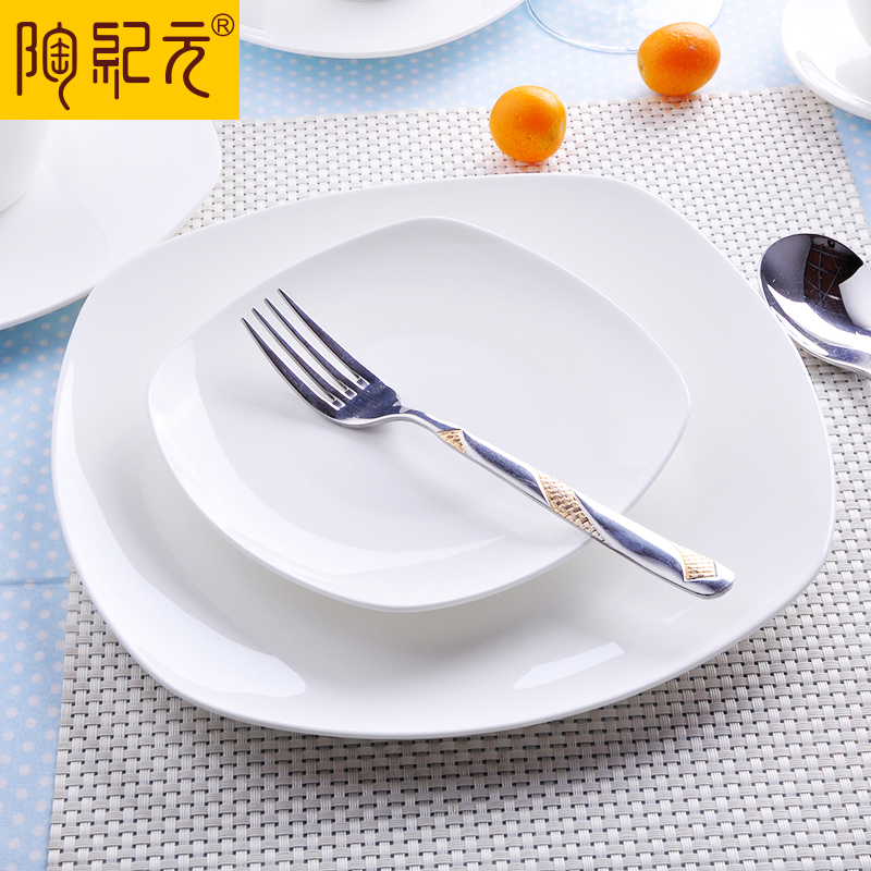 Creative pure white ipads porcelain dated 7/9 inch Fang Pingpan FanPan western - style food dish salad hotel ceramic tableware cuisine