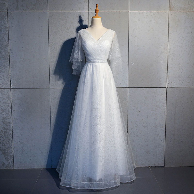 Evening Dress for Women 2026 New Style Banquet Dress Elegant Long Student Choir Performance Dress with Flutter Sleeves