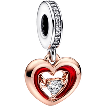 Pandora Pandora shiny two-color heart-shaped pendant 925 silver female diy beads light luxury and simple