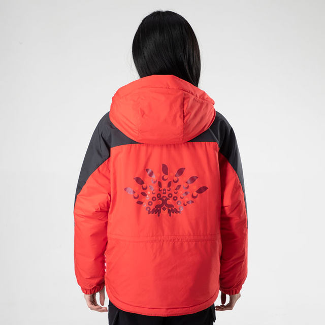 ເສື້ອຢືດຜ້າຝ້າຍ Adidas ສີແດງຂອງແມ່ຍິງທີ່ເປັນທາງການຂອງແທ້ຈິງ 2024 ເສື້ອກິລາຝ້າຍໃຫມ່ hooded windproof jacket