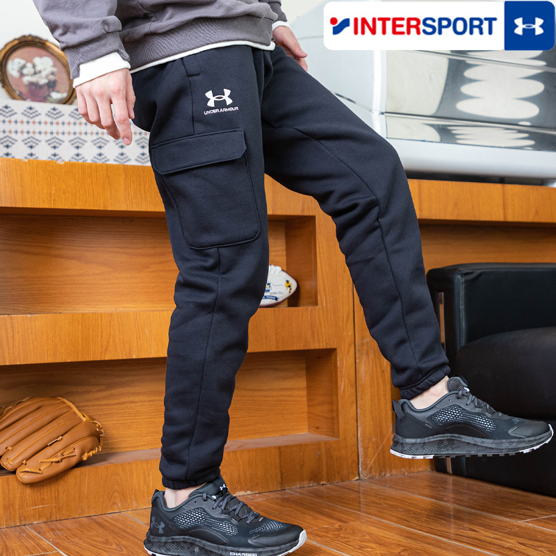 Under Armour Ua Official Website Black Knit Pants Men's Fleece-Lined Warm Sports Pants Casual Training Jogger Cargo Pants