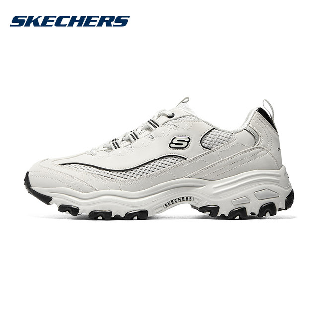 Skechers flagship store men's shoes 2024 summer thick-soled breathable dad shoes casual white sneakers panda shoes