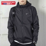 Nike, мужской спортивный костюм, черная куртка, ветрозащитная толстовка с капюшоном, плащ, штаны для тренировок, для бега