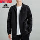 Adidas Baseball Wear Men's 2024 Spring New Black Sportswear Stand Collar Jacket Loose Casual Jacket