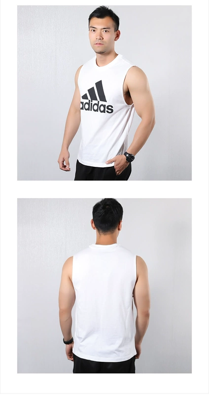 Adidas Adidas vest nam Áo thể thao bóng rổ áo thể thao nam vest thường giản dị không tay áo thun - Áo phông thể thao