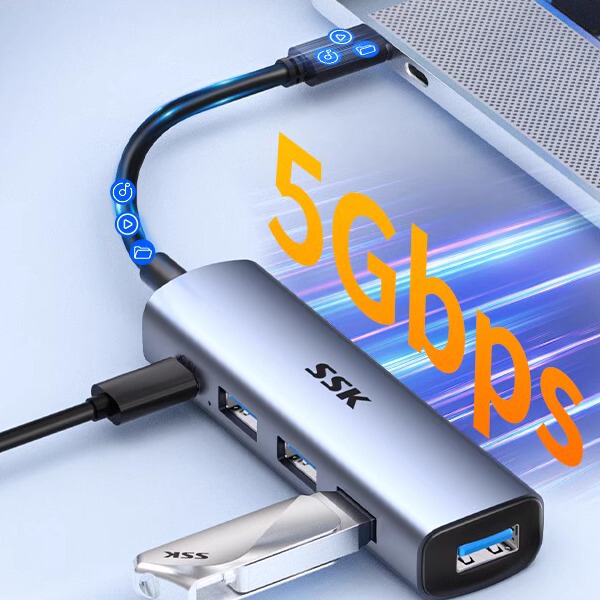 Biaowang Typec Expansion Dock USB Docking Station 5Gbps Splitter Adapter Computer Multi-Network Port Expansion Dock