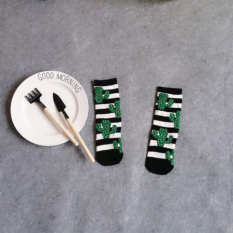 Ins Popular Children's Socks Spring and Summer New European and American Style Cactus Children's Mid-Calf Socks Pure Cotton Kids Socks