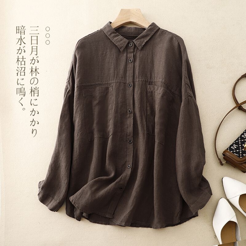 Clearance Sale, Big Brand Surplus, Vintage Cotton and Linen Shirt for Women, Spring and Autumn, Loose Casual Linen Single-Breasted Top Clearance Sale, Big Brand Surplus, Vintage Cotton and Linen Shirt for Women, Spring and Autumn, Loose Casual Linen Single-Breasted Top