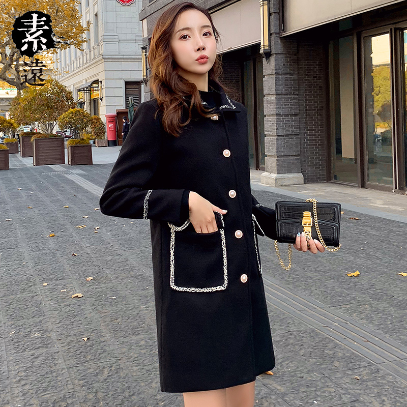 毛呢外套女2019秋冬新款名媛中长款宽松时尚气质小香风呢子大衣