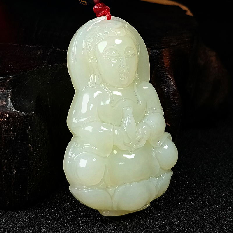 Yunshan Pavilion Hetian Jade Male Guanyin Bodhisattva Female Laughing Buddha Couple Peace Maitreya Buddha Jade pendant