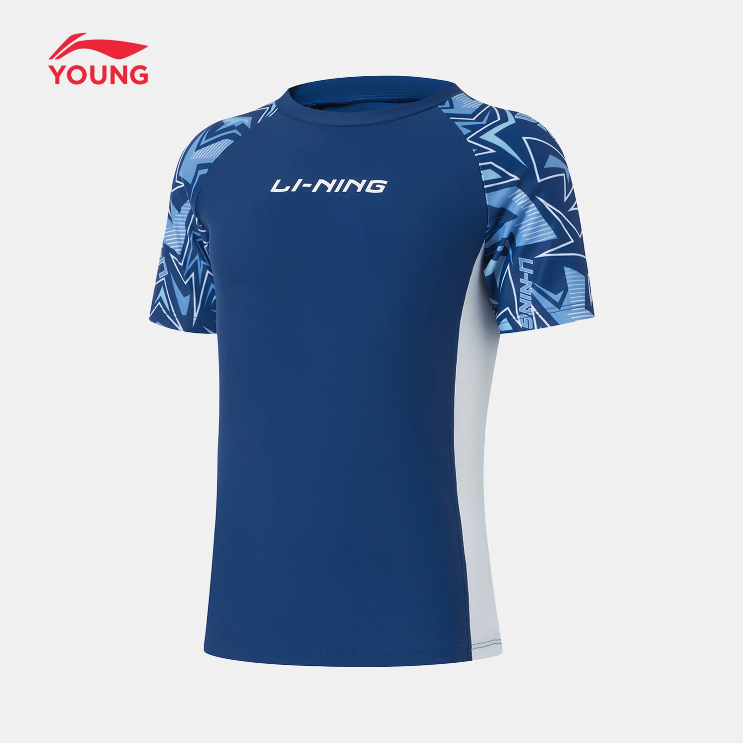 Плавательный костюм Li Ning, спортивный костюм для плавания, детская одежда, для подростков, с коротким рукавом, обтягивающий