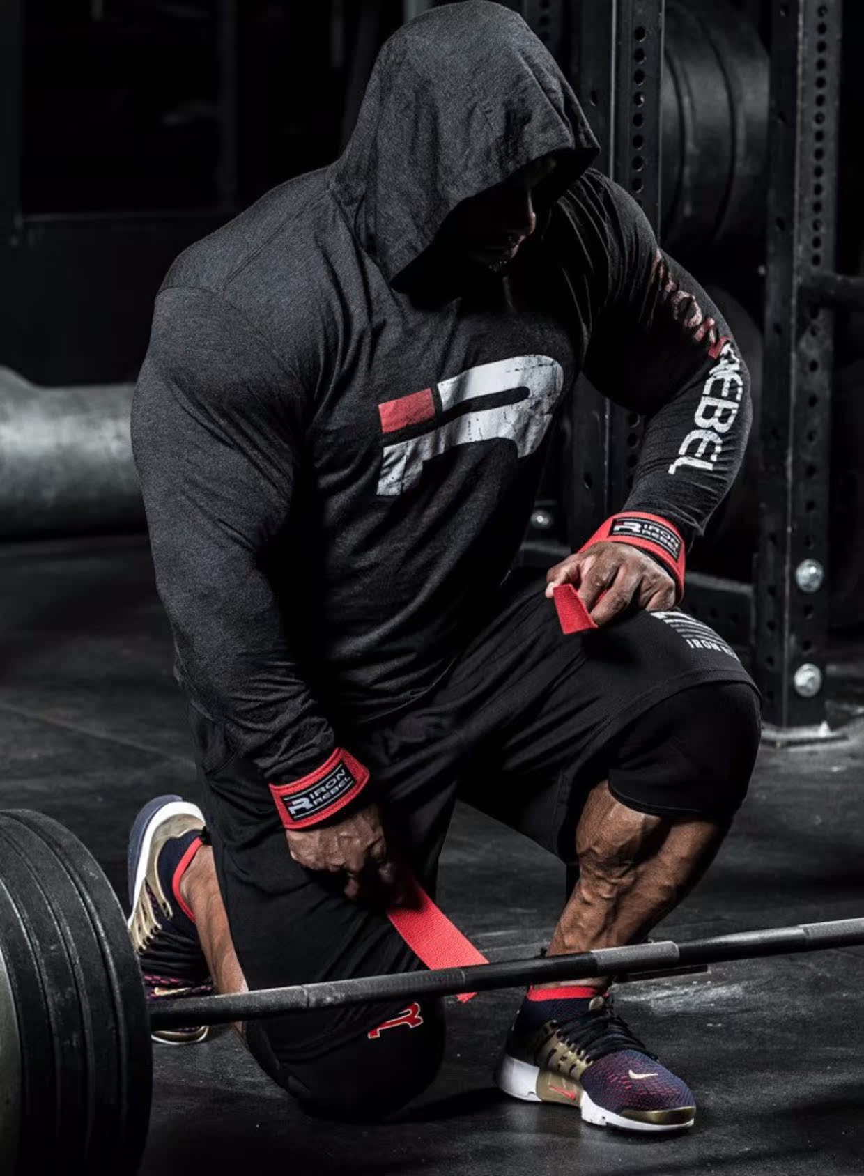 IR mùa thu và mùa đông đào tạo áo len cơ bắp anh em thể dục kích thước lớn phần mỏng hoodie thể hình đàn hồi thể thao dài tay áo hoodie free fire