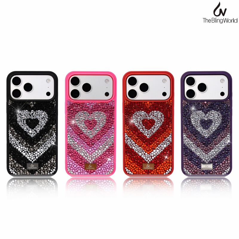 The Bling World Heart-Shaped Diamond-Encrusted iPhone 17 Pro Max Phone Case, Sparkling Diamond Gradient Swirl, Simple and Unique Phone Case The Bling World Heart-Shaped Diamond-Encrusted iPhone 17 Pro Max Phone Case, Sparkling Diamond Gradient Swirl, Simple and Unique Phone Case
