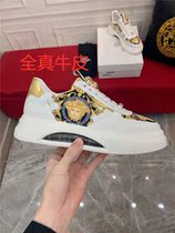 New heightening of the thick bottom male shoes Bull Leather Beauty Head Tide Man Casual Shoes Boomer 100 hitch a little white single shoe male
