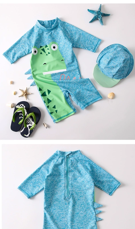 Đồ bơi trẻ em Hàn Quốc Bé trai kết hợp với khủng long thời trang dễ thương trong tay áo dài Áo tắm cho bé áo chống nắng kỳ nghỉ - Bộ đồ bơi của Kid