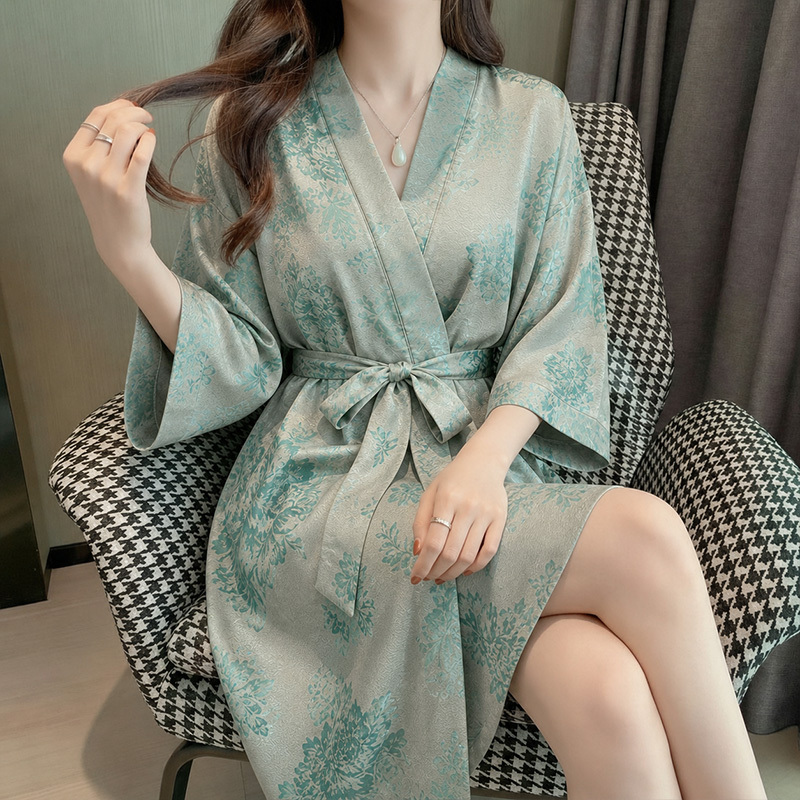 【So Born】Silk Mulberry Silk Jacquard Nightgown for Women, New Summer Long Style, High-End Satin Loungewear 【So Born】Silk Mulberry Silk Jacquard Nightgown for Women, New Summer Long Style, High-End Satin Loungewear
