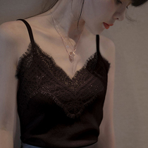 2020 new lace camisole womens autumn and winter sexy gold velvet wild silk inner tie bottoming autumn and summer