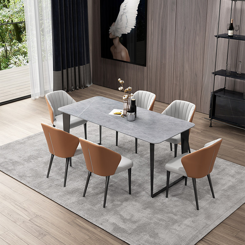 Minimalist table modern rock plate marble home small family light lavish table with table and chair dining table rectangular