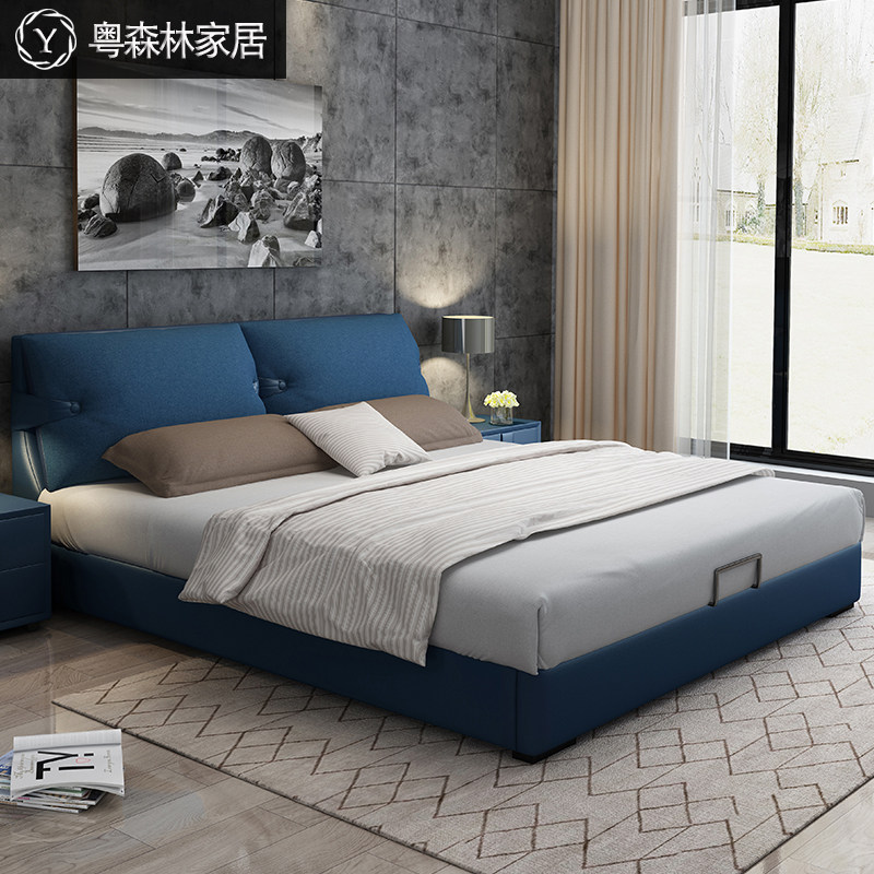 Nordic light lavish art bed 1 8 m double modern minimalist tech cloth main bedroom storage willpower net red double soft bag