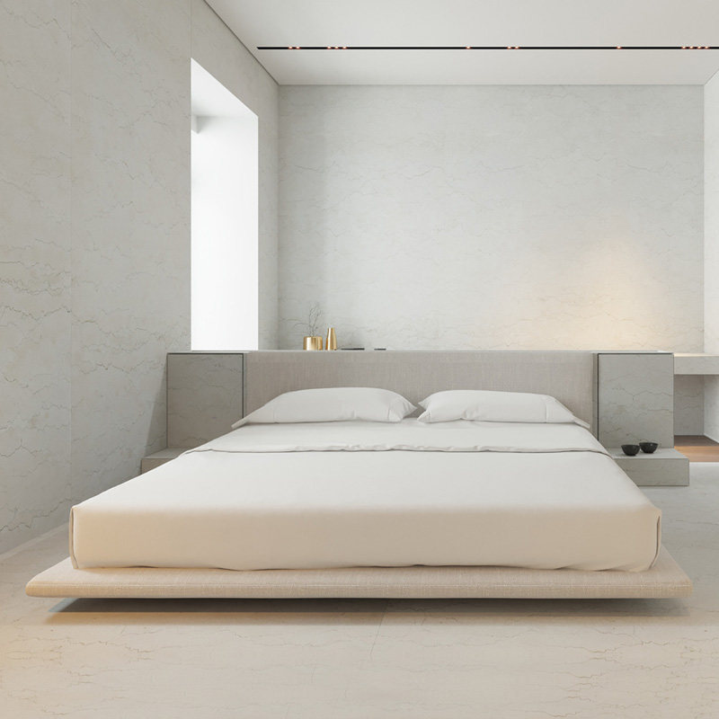 Nordic Cloth Art Bed Modern Minimalist Style Light Lavish Mesh Red Bedroom Without Bedside Bed Tatami Landing Short Bed