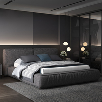 Modern cloth bed master bedroom Italian style simple atmosphere 1 8 meters double wedding bed small apartment Nordic soft bag solid wood bed